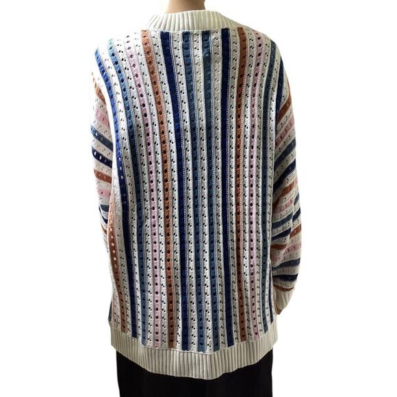 BloomChic vertical striped cardigan button-down front ribbed cuffs and hem sz 14 - Picture 2 of 6